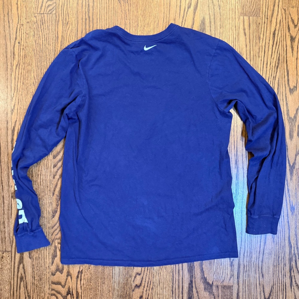 Nike Baylor Basketball Long Sleeve Tee Athletic Cut Size M Navy Blue‎ Graphic - Picture 4 of 8